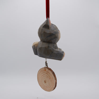 The Quiet Feast - Hand Carved Wooden Ornament with Personalised Wooden Name Tag