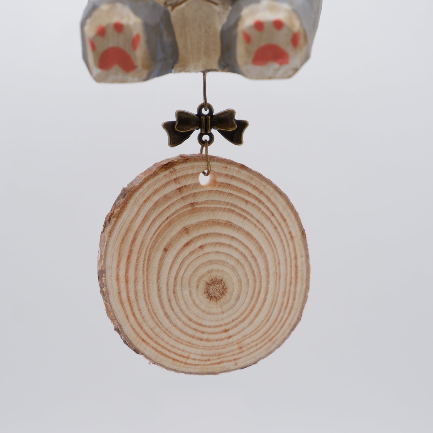 The Quiet Feast - Hand Carved Wooden Ornament with Personalised Wooden Name Tag