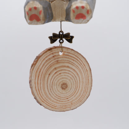 The Quiet Feast - Hand Carved Wooden Ornament with Personalised Wooden Name Tag