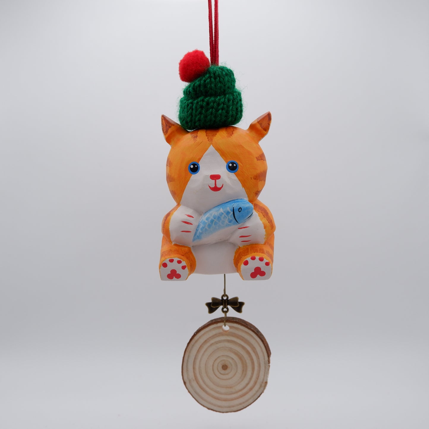 The Quiet Feast - Hand Carved Wooden Ornament with Personalised Wooden Name Tag