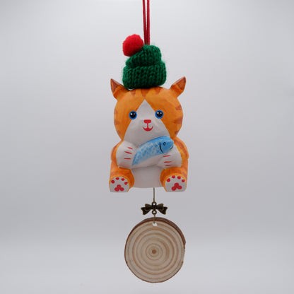 The Quiet Feast - Hand Carved Wooden Ornament with Personalised Wooden Name Tag