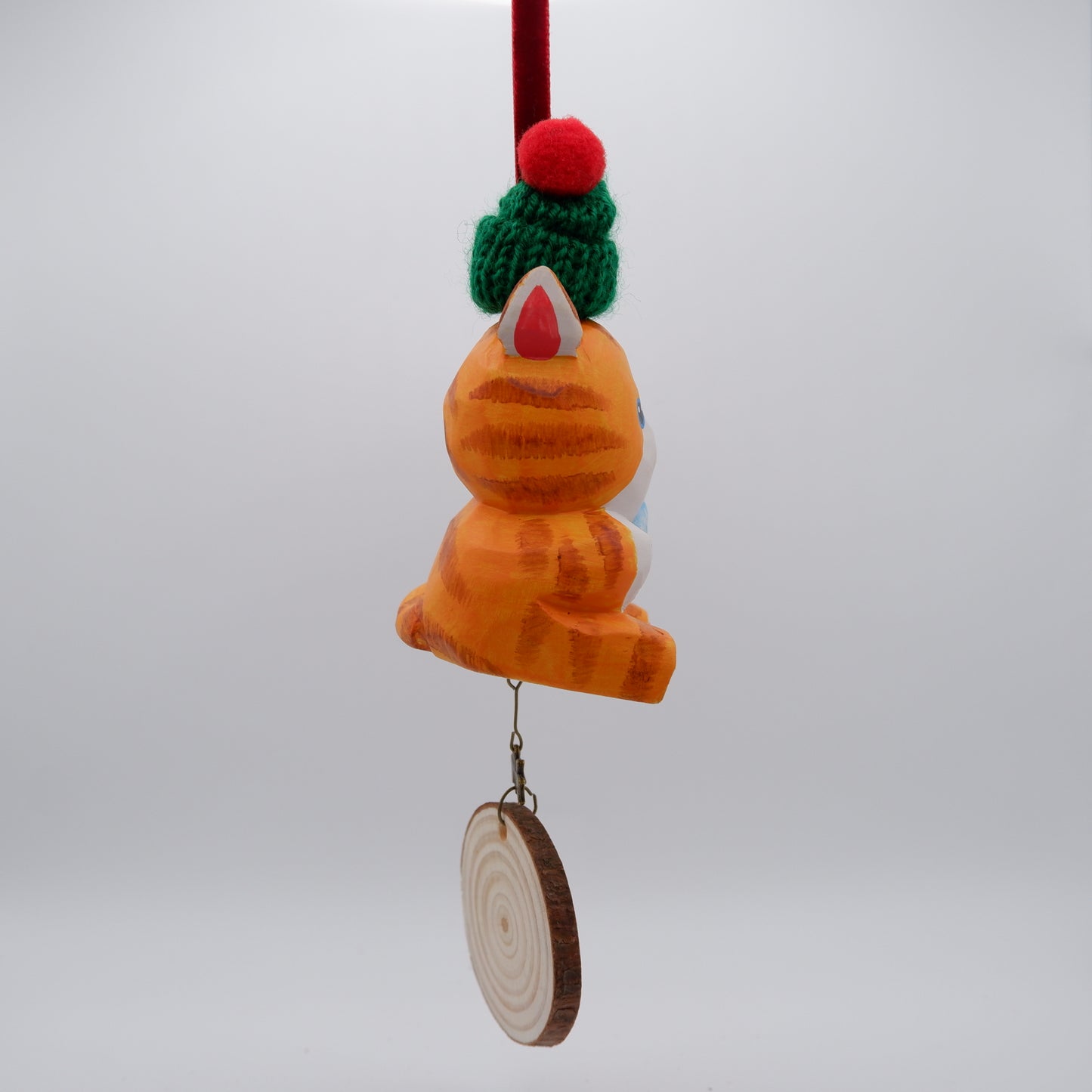 The Quiet Feast - Hand Carved Wooden Ornament with Personalised Wooden Name Tag