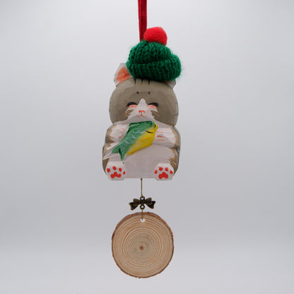 The Quiet Feast - Hand Carved Wooden Ornament with Personalised Wooden Name Tag