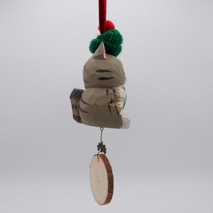 The Quiet Feast - Hand Carved Wooden Ornament with Personalised Wooden Name Tag