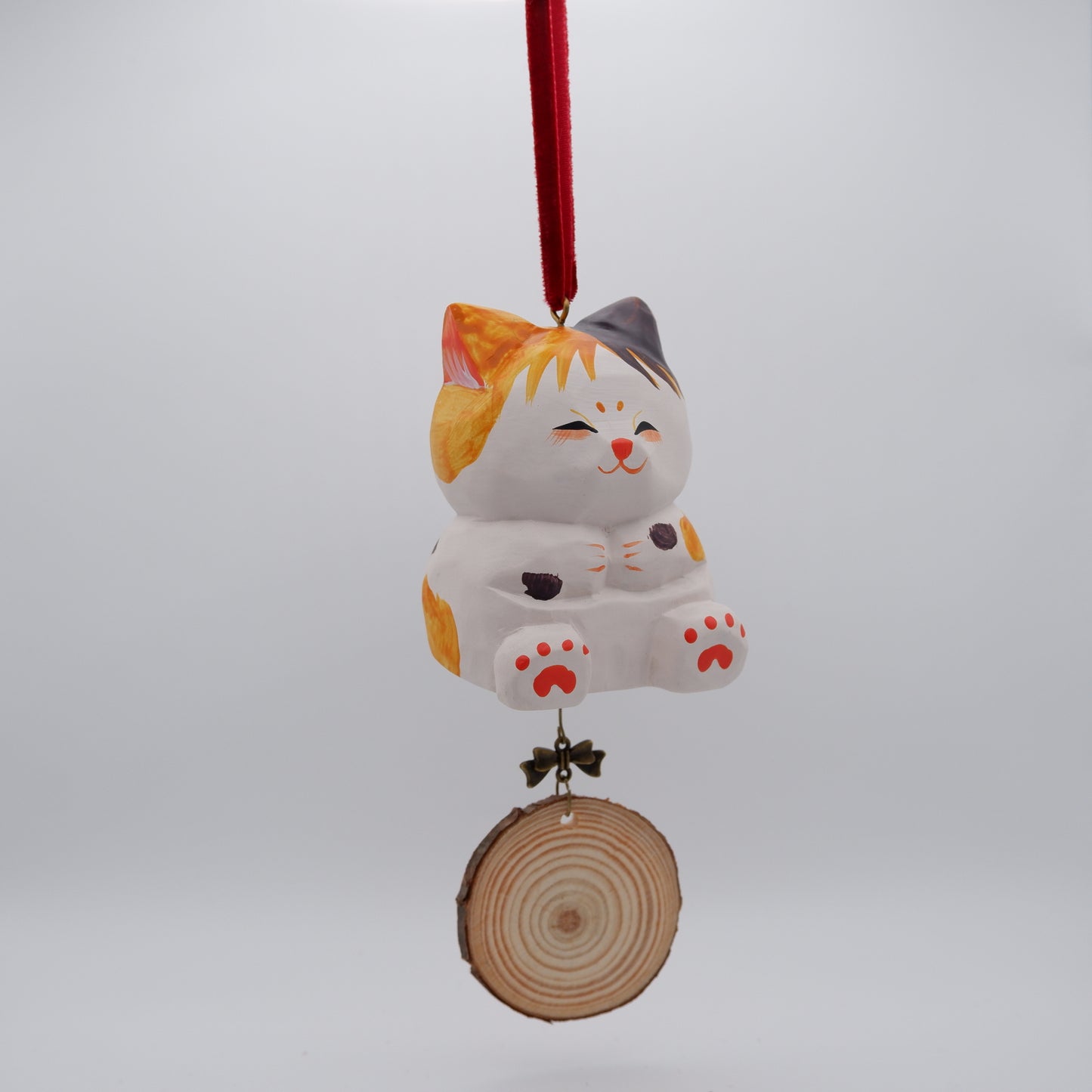 The Quiet Feast - Hand Carved Wooden Ornament with Personalised Wooden Name Tag