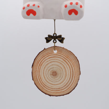 The Quiet Feast - Hand Carved Wooden Ornament with Personalised Wooden Name Tag