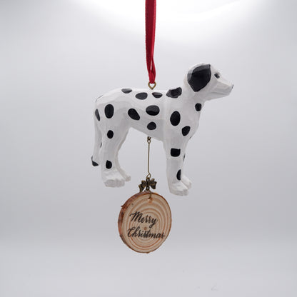 The Spotted Friend - Hand Carved Wooden Ornament with Personalised Wooden Name Tag