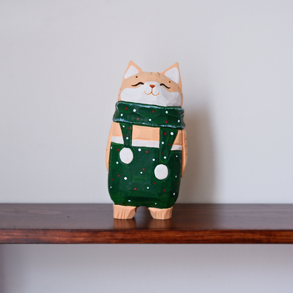 The Cozy Cat - Hand Carved Wooden Figure