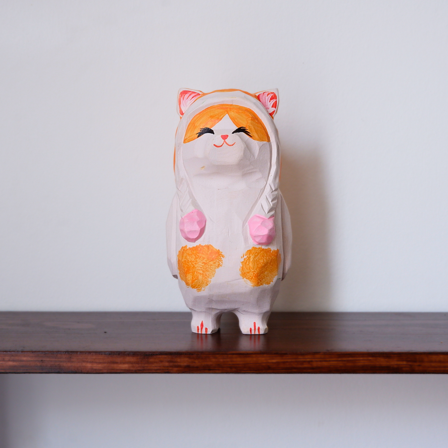 The Cozy Cat - Hand Carved Wooden Figure