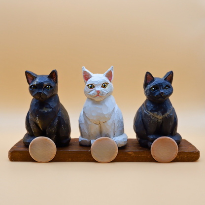 Custom Wooden Cat Figurine – Hand-Carved From Your Photo