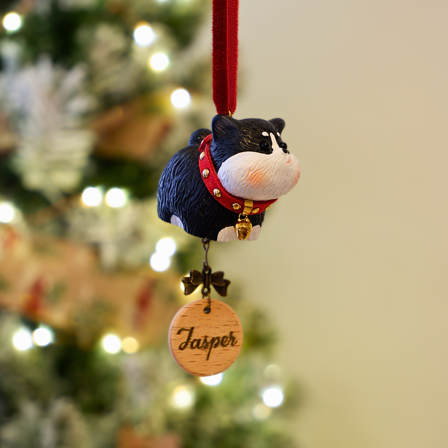 Jingle Along - Resin Ornament with Personalised Wooden Name Tag