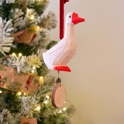 The Garrulous Observer - Hand Carved Wooden Ornament with Personalised Wooden Name Tag