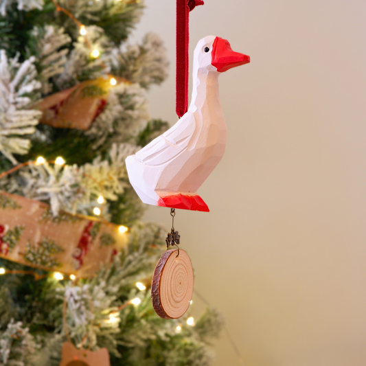 The Garrulous Observer - Hand Carved Wooden Ornament with Personalised Wooden Name Tag