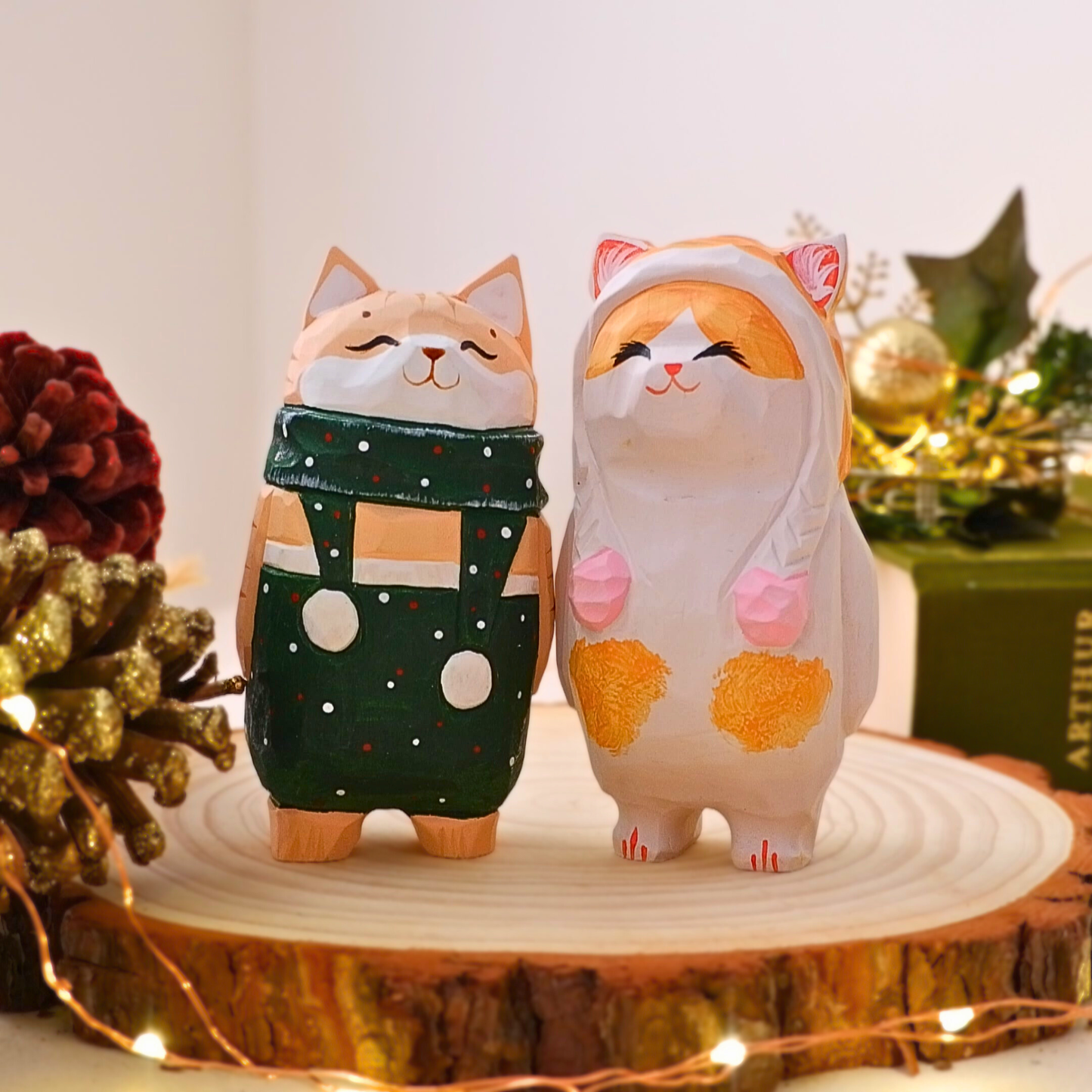 The Cozy Cat - Hand Carved Wooden Figure