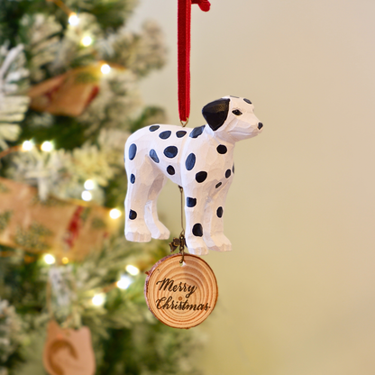 The Spotted Friend - Hand Carved Wooden Ornament with Personalised Wooden Name Tag