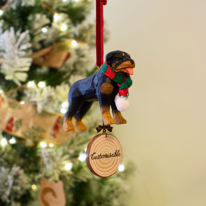 The Quiet Protector - Hand Carved Wooden Ornament with Personalised Wooden Name Tag