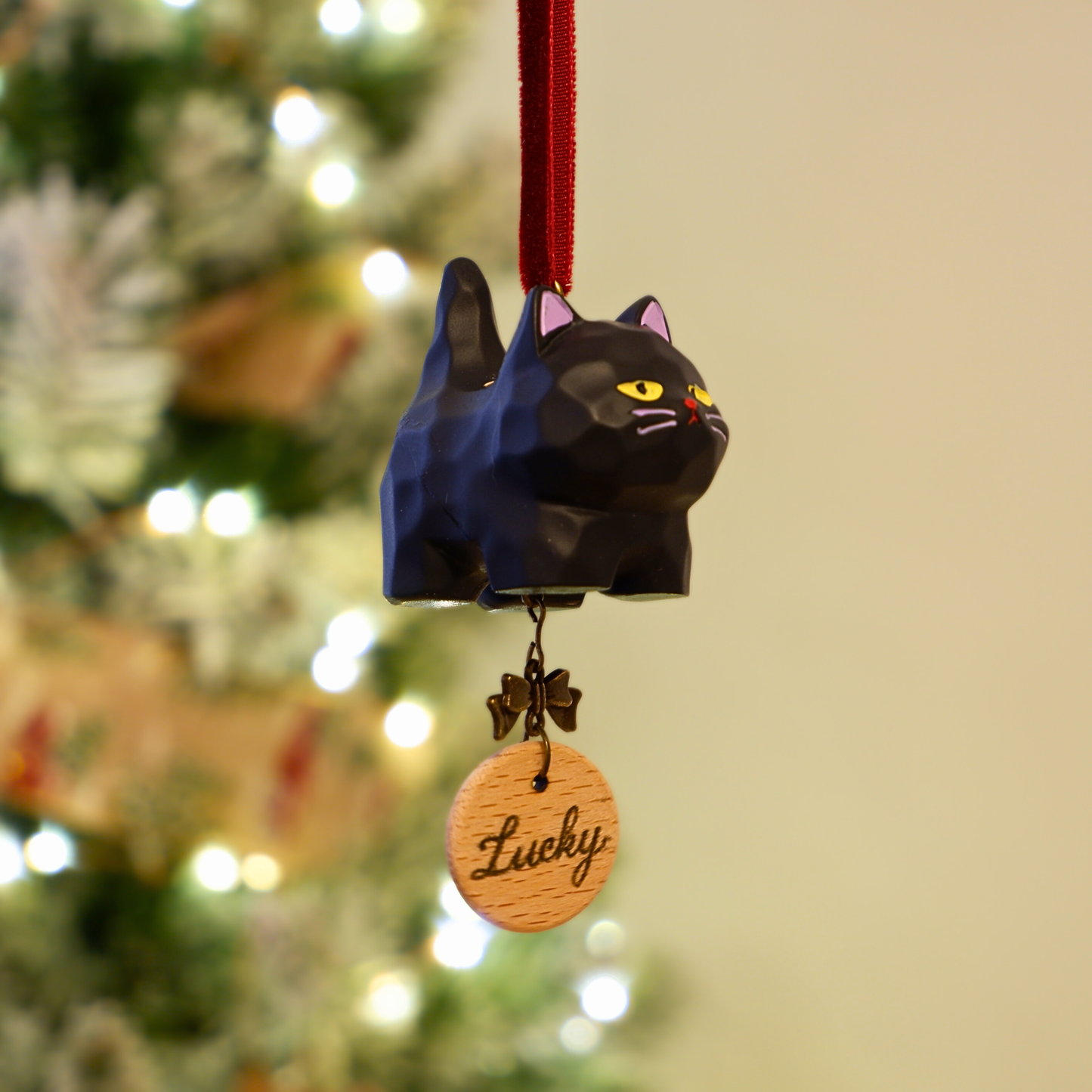 Tail Held High - Resin Ornament with Personalised Wooden Name Tag