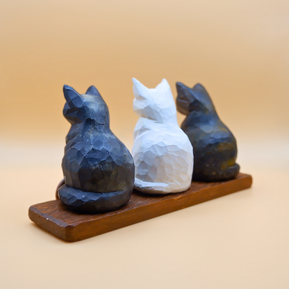 Custom Wooden Cat Figurine – Hand-Carved From Your Photo